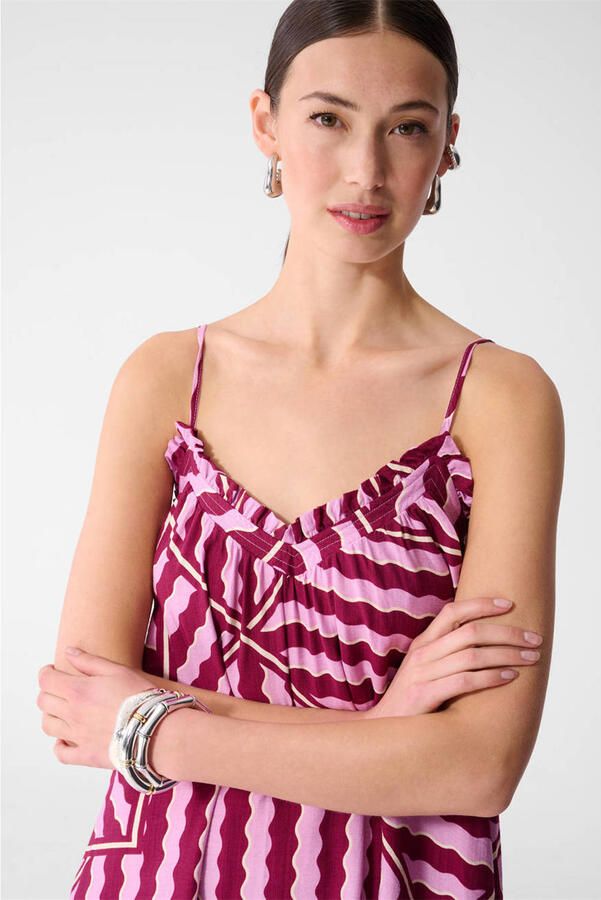 Shoeby viscose midi jurk met print roze