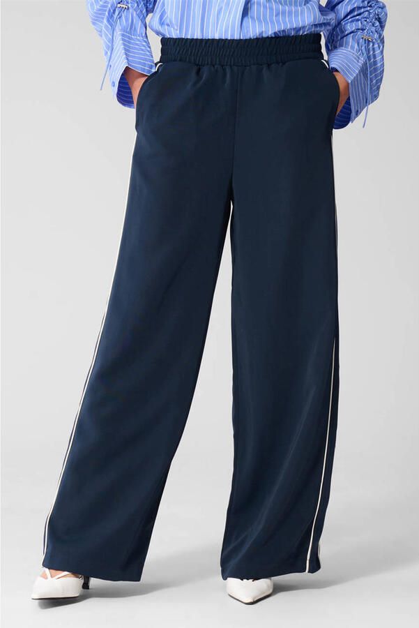 Shoeby wide leg broek donkerblauw