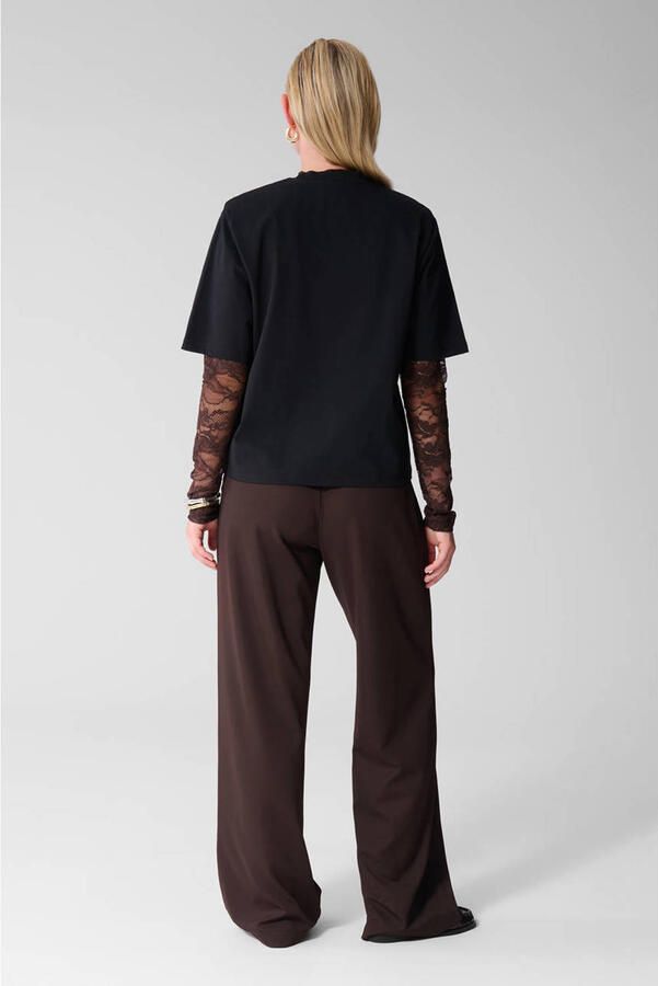 Shoeby wide leg broek donkerbruin - Foto 2
