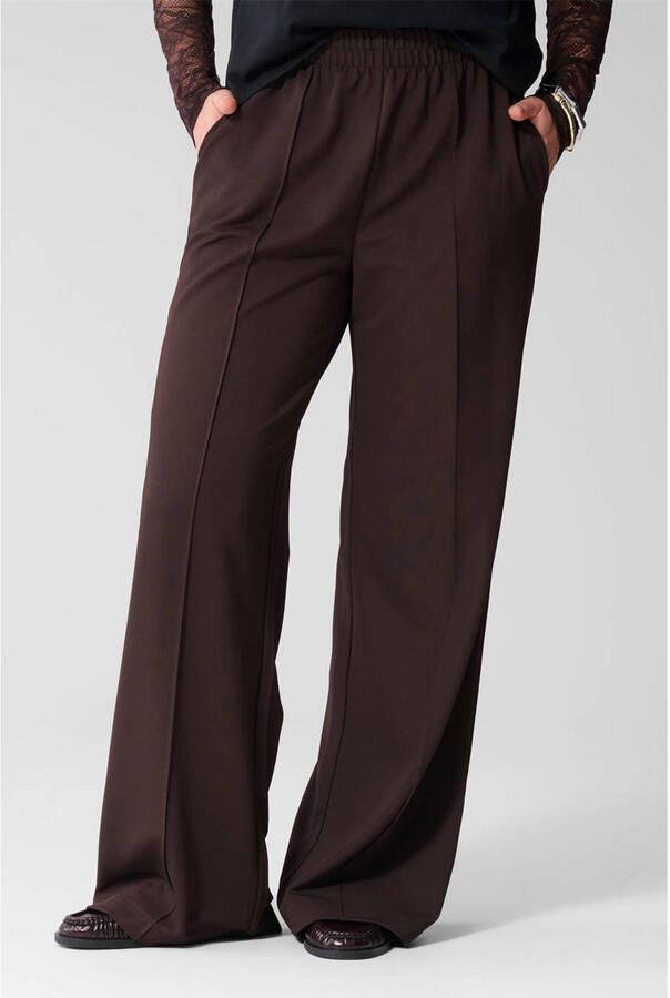 Shoeby wide leg broek donkerbruin - Foto 2
