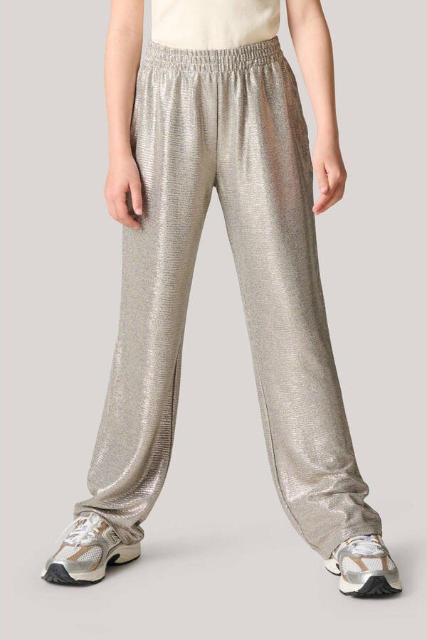 Shoeby loose fit broek met glitters goud Zilver Meisjes Polyester Effen 110 116 - Foto 3