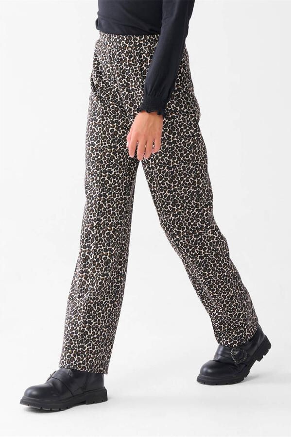 Shoeby wide leg broek met panterprint bruin beige
