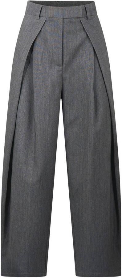 Shoeby wide leg broek met plooien grijs