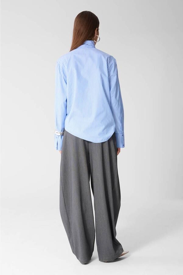 Shoeby wide leg broek met plooien grijs - Foto 2