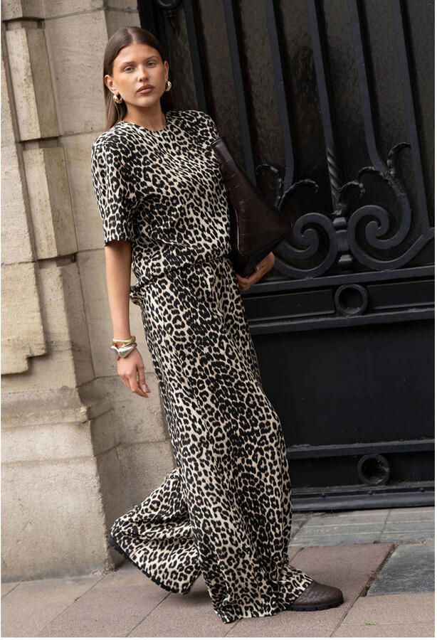 Shoeby wide leg broek panterprint beige - Foto 2