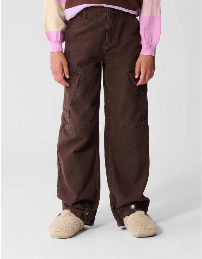 Shoeby wide leg cargobroek donkerbruin