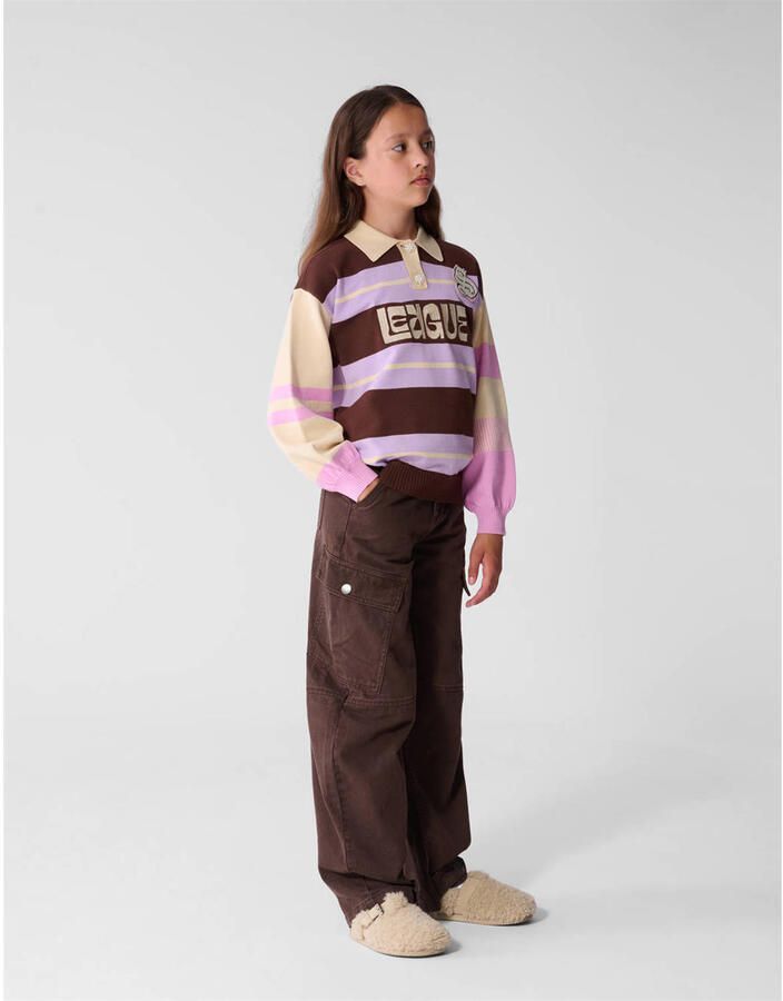 Shoeby wide leg cargobroek donkerbruin - Foto 2