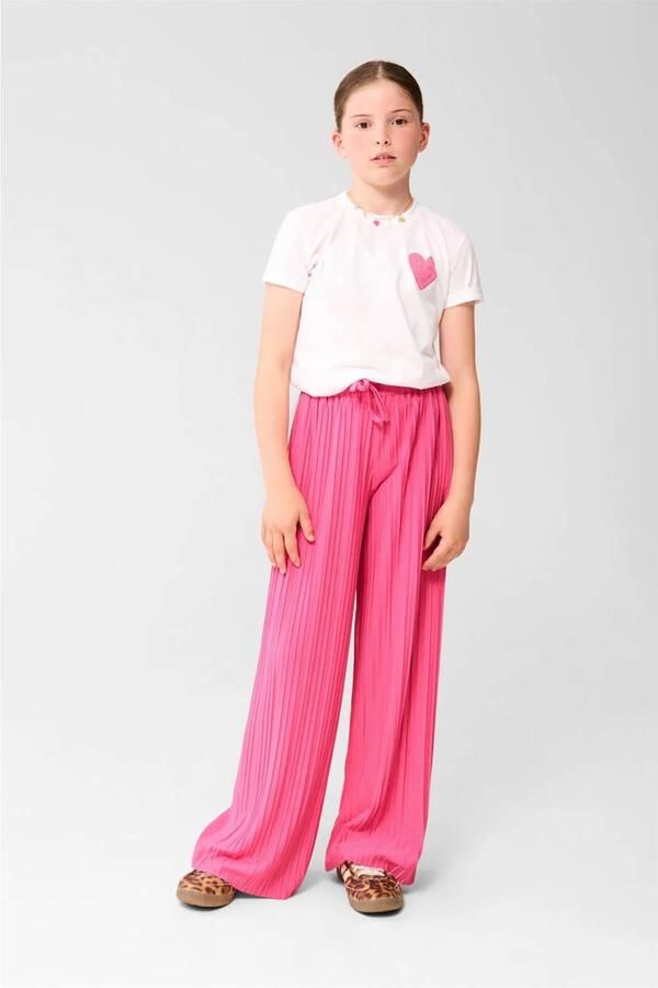 Shoeby wide leg casual broek roze met plissé detail - Foto 2