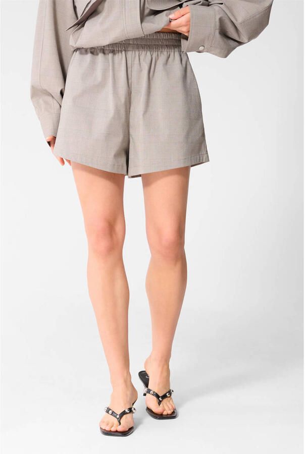 Shoeby wide leg casual geruite short grijs