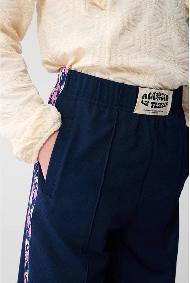 Shoeby wide leg gebloemde casual broek donkerblauw