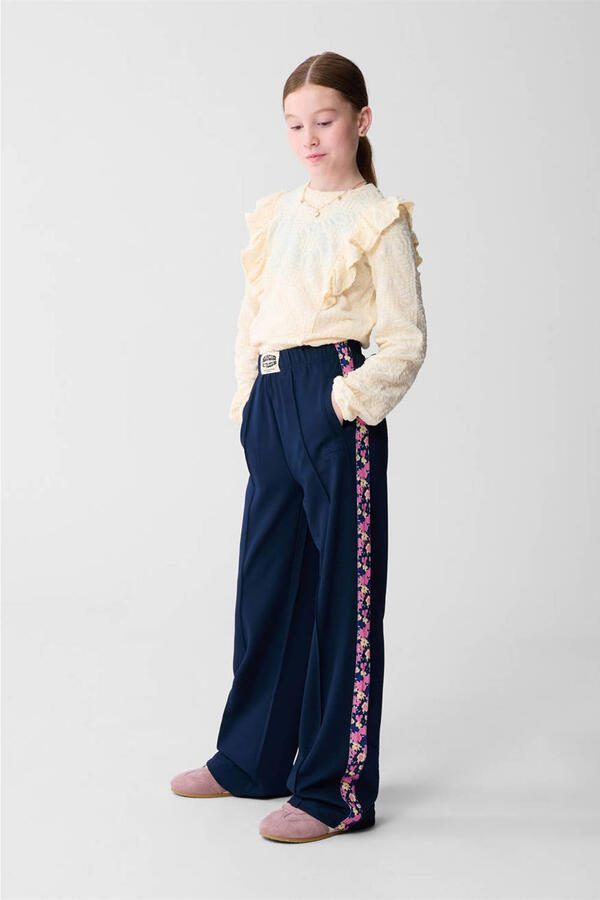 Shoeby wide leg gebloemde casual broek donkerblauw - Foto 2