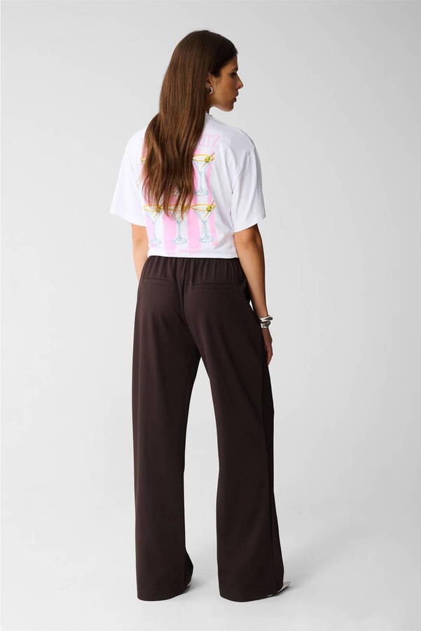 Shoeby wide leg high waist broek donkerbruin - Foto 2