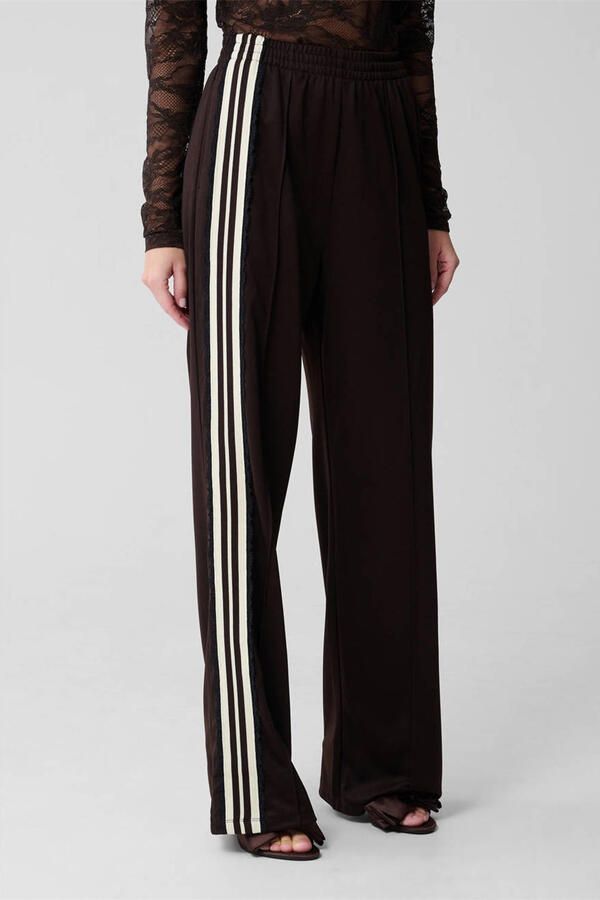 Shoeby wide leg high waist broek donkerbruin
