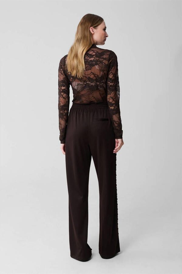 Shoeby wide leg high waist broek donkerbruin - Foto 3