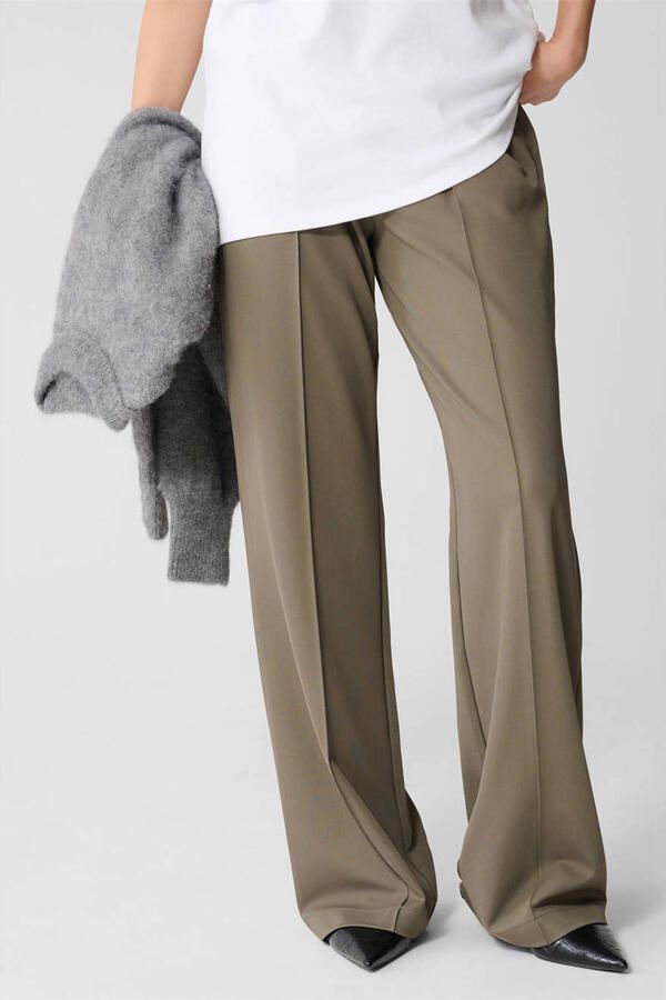 Shoeby wide leg high waist broek donkergroen