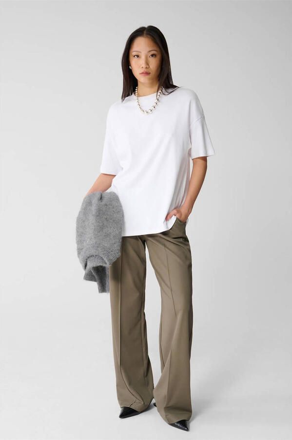 Shoeby wide leg high waist broek donkergroen - Foto 3