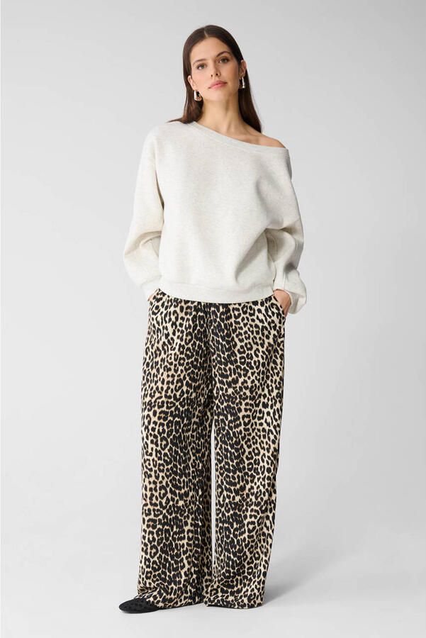 Shoeby wide leg high waist broek met panterprint bruin - Foto 2