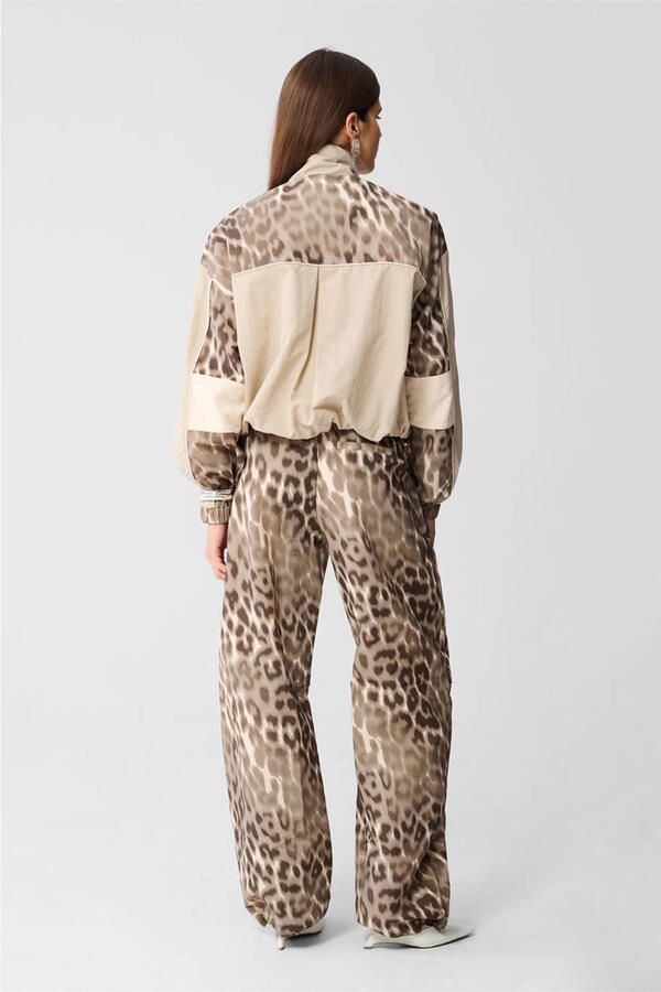 Shoeby wide leg high waist broek met panterprint bruin - Foto 2