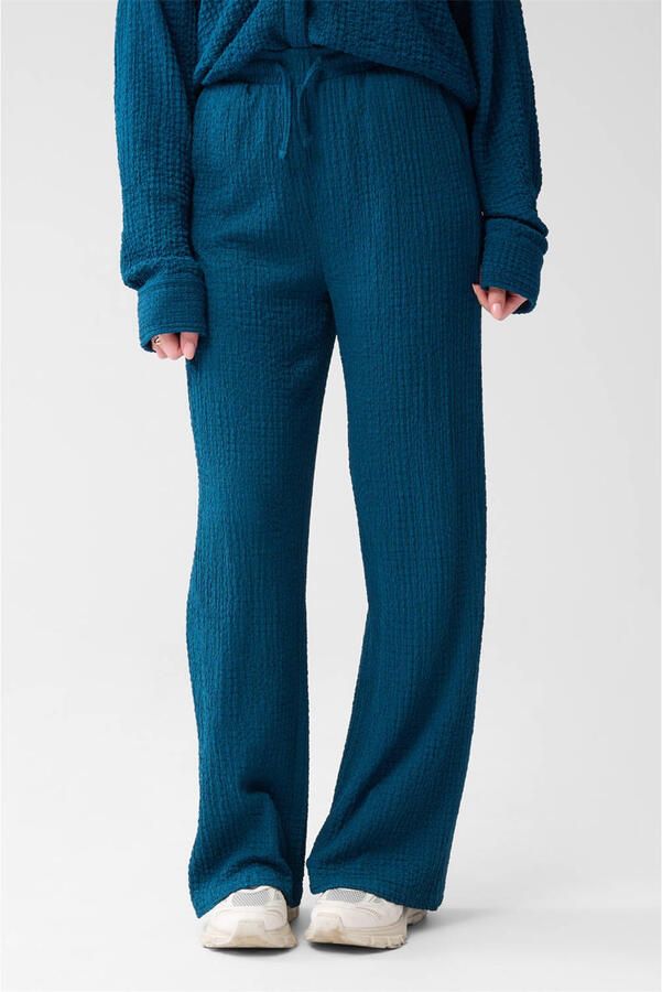 Shoeby wide leg high waist broek turquoise