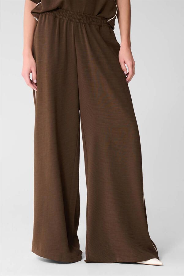 Shoeby wide leg high waist casual broek bruin