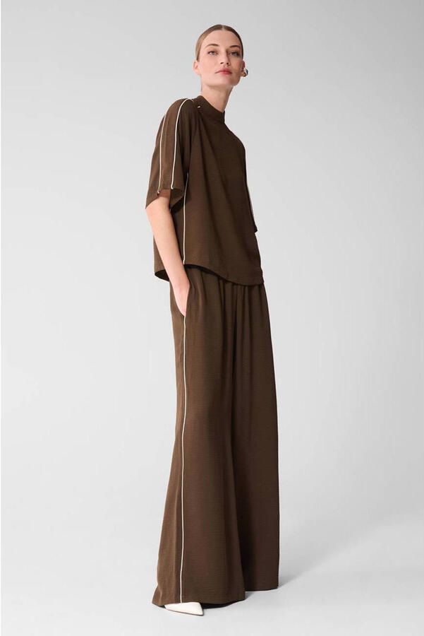 Shoeby wide leg high waist casual broek bruin - Foto 3
