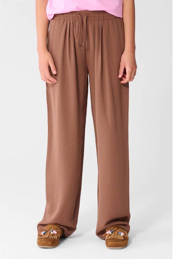 Shoeby wide leg high waist casual broek bruin