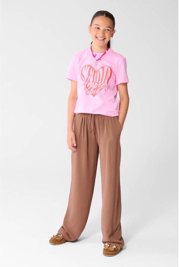 Shoeby wide leg high waist casual broek bruin - Foto 2