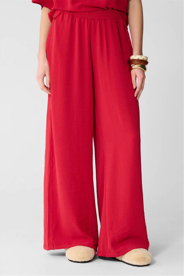 Shoeby wide leg high waist casual broek rood