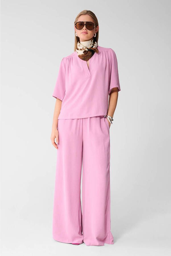 Shoeby wide leg high waist casual broek roze - Foto 2