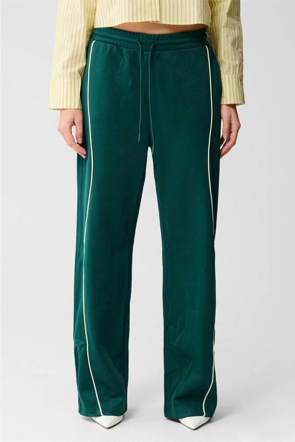 Shoeby wide leg high waist gestreepte broek groen