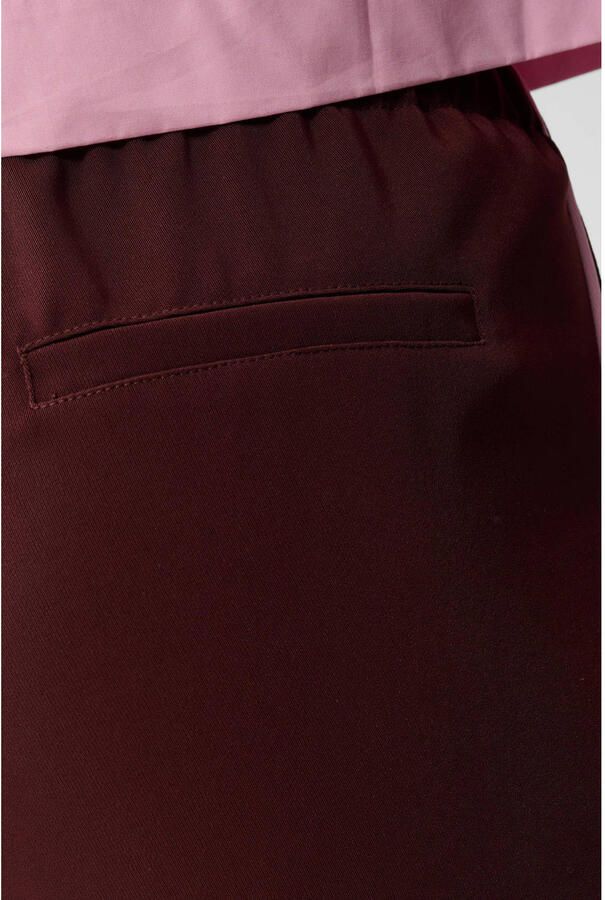 Shoeby wide leg high waist gestreepte casual broek donkerrood