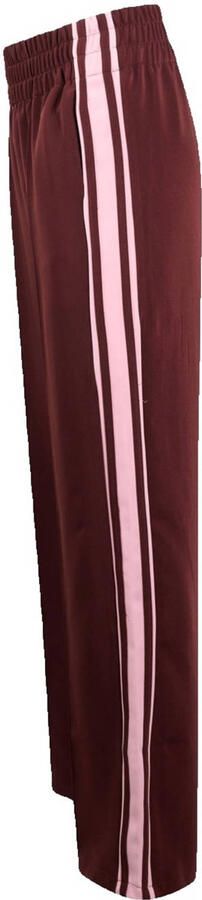 Shoeby wide leg high waist gestreepte casual broek donkerrood - Foto 3