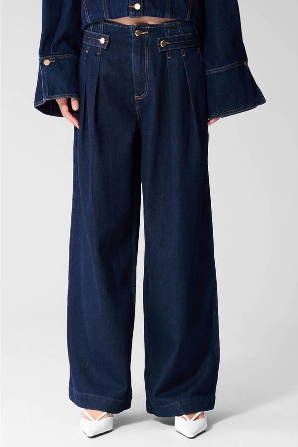 Shoeby wide leg jeans donkerblauw