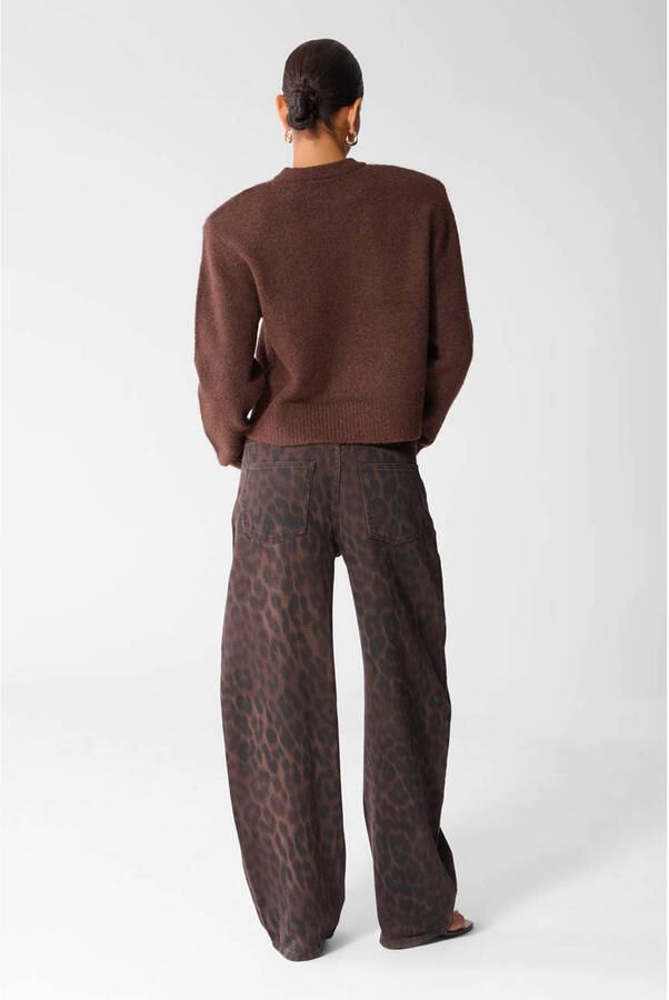 Shoeby wide leg jeans met panterprint bruin - Foto 2