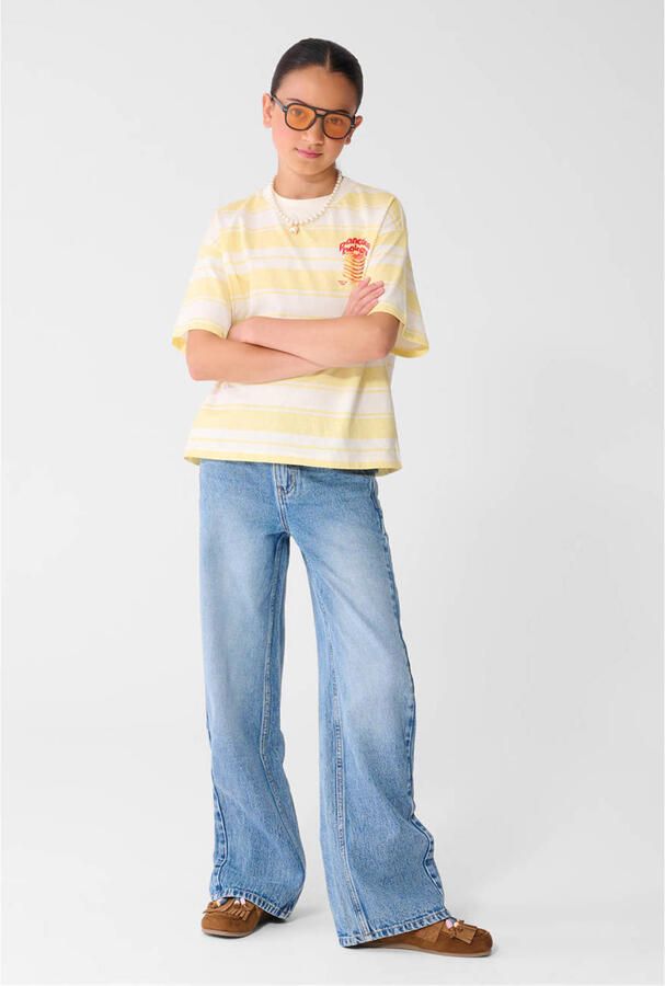 Shoeby wide leg jeans met plooien lichtblauw