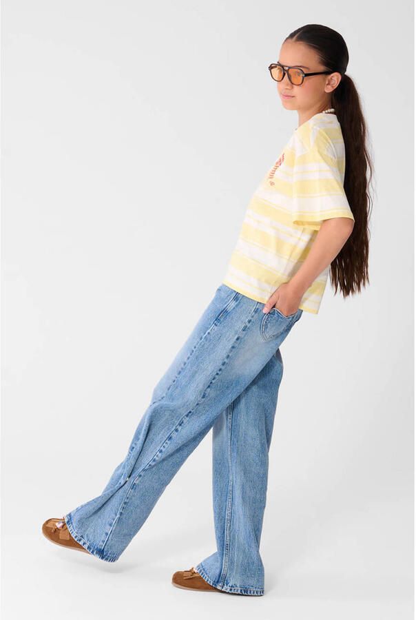 Shoeby wide leg jeans met plooien lichtblauw - Foto 3