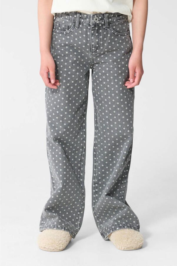 Shoeby wide leg jeans met stippen grijs