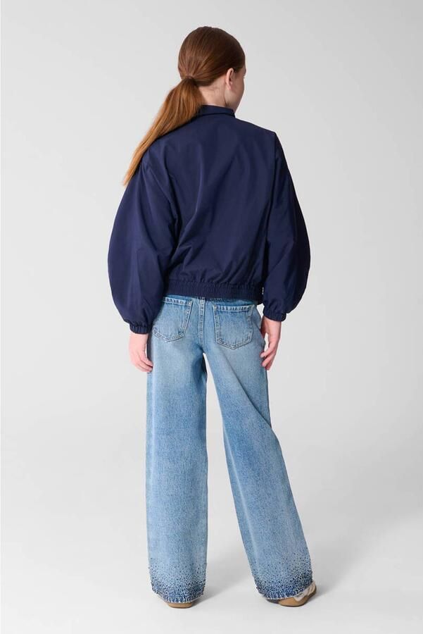 Shoeby wide leg jeans met strass-steentjes medium blue denim Blauw Effen - Foto 2