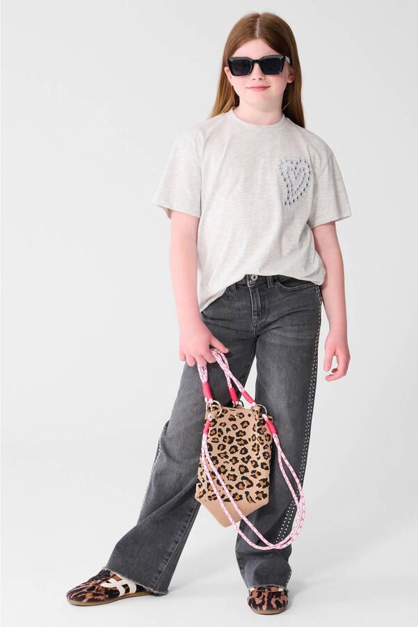 Shoeby wide leg jeans met strass-steentjes zwart