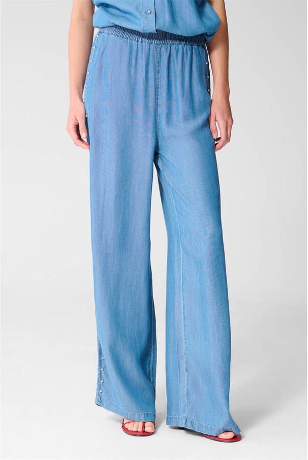 Shoeby wide leg regular waist broek medium blue denim