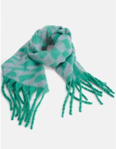 Shoeby sjaal met grafische print en franjes groen