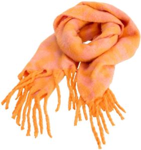 Shoeby sjaal met grafische print en franjes oranje