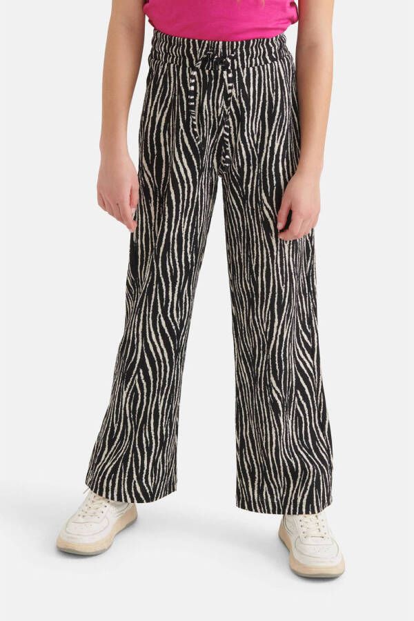 Shoeby straight fit broek met zebraprint zwart