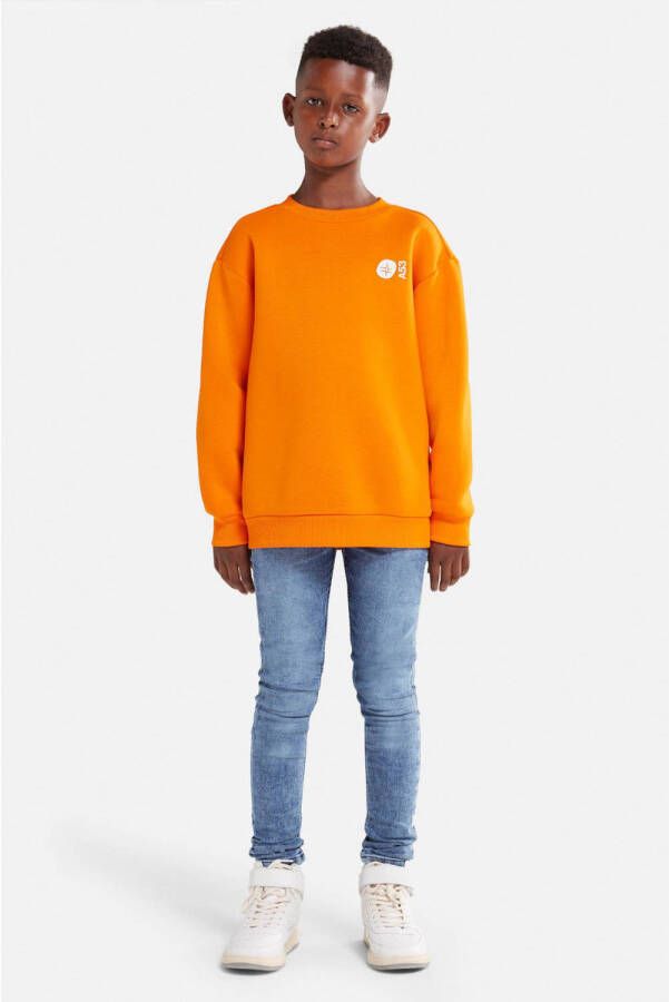 Shoeby sweater Mitch met printopdruk oranje