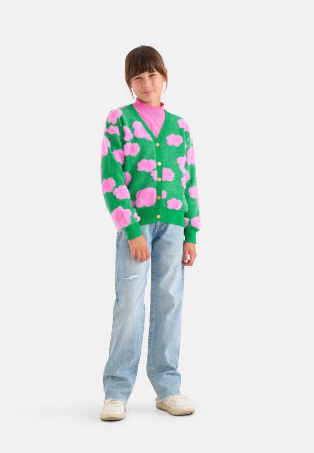 Shoeby vest met all over print groen roze Meisjes Katoen V-hals All over print 110 116