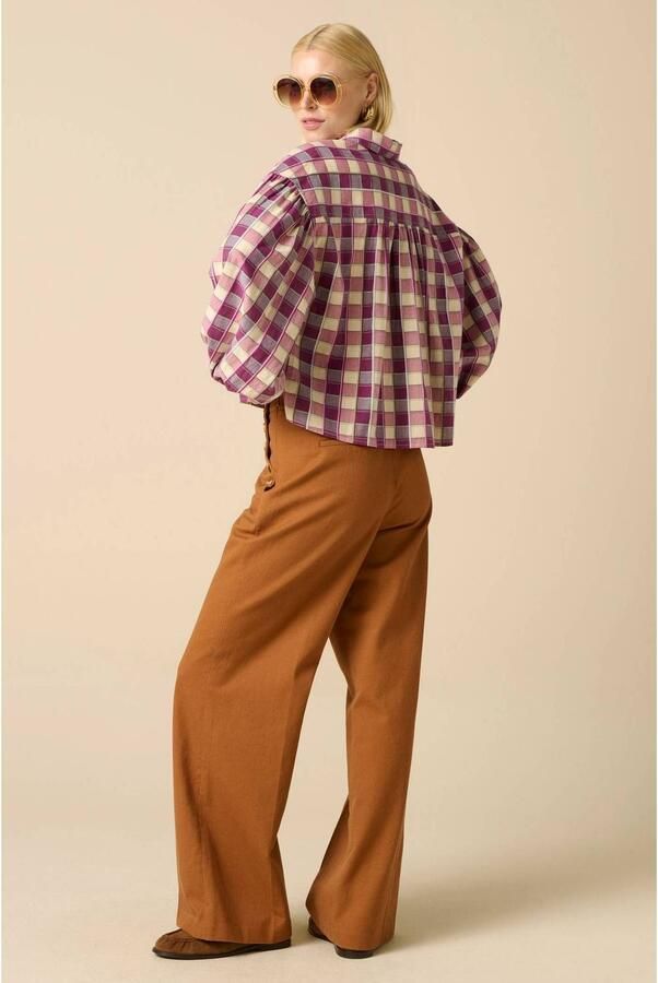 Sissy-Boy geruite blouse donkerlila