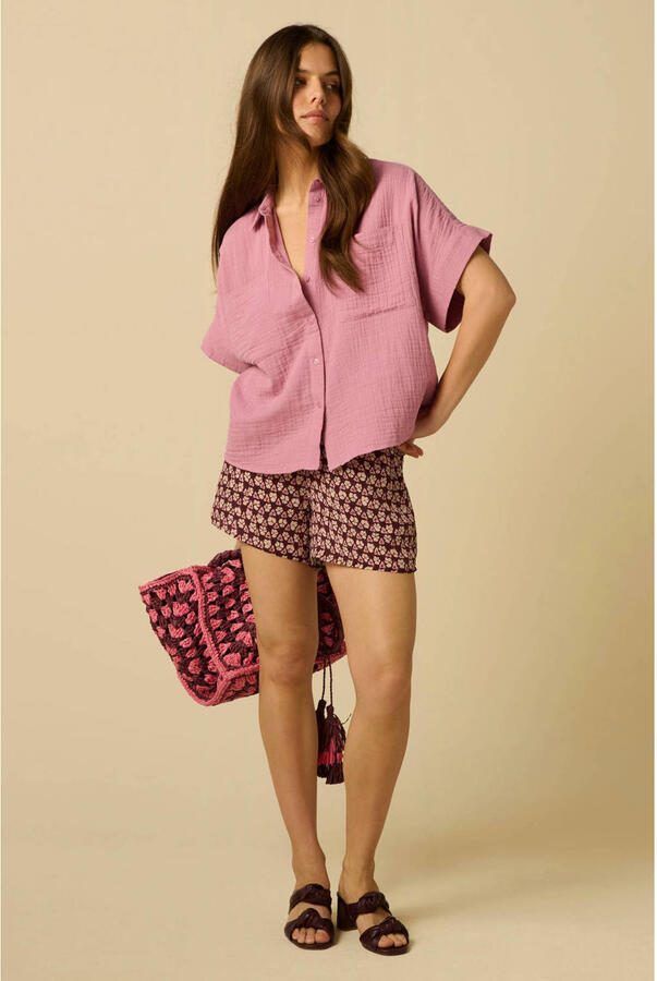 Sissy-Boy viscose regular fit broek met print donkerpaars