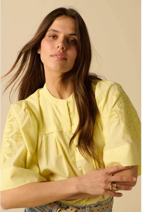 Sissy-Boy blouse met borduursels lichtgeel