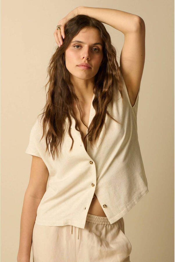 Sissy-Boy blouse met linnen beige