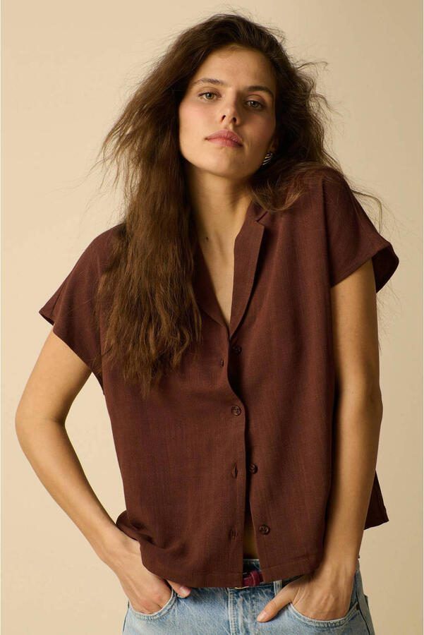 Sissy-Boy blouse met linnen bruin